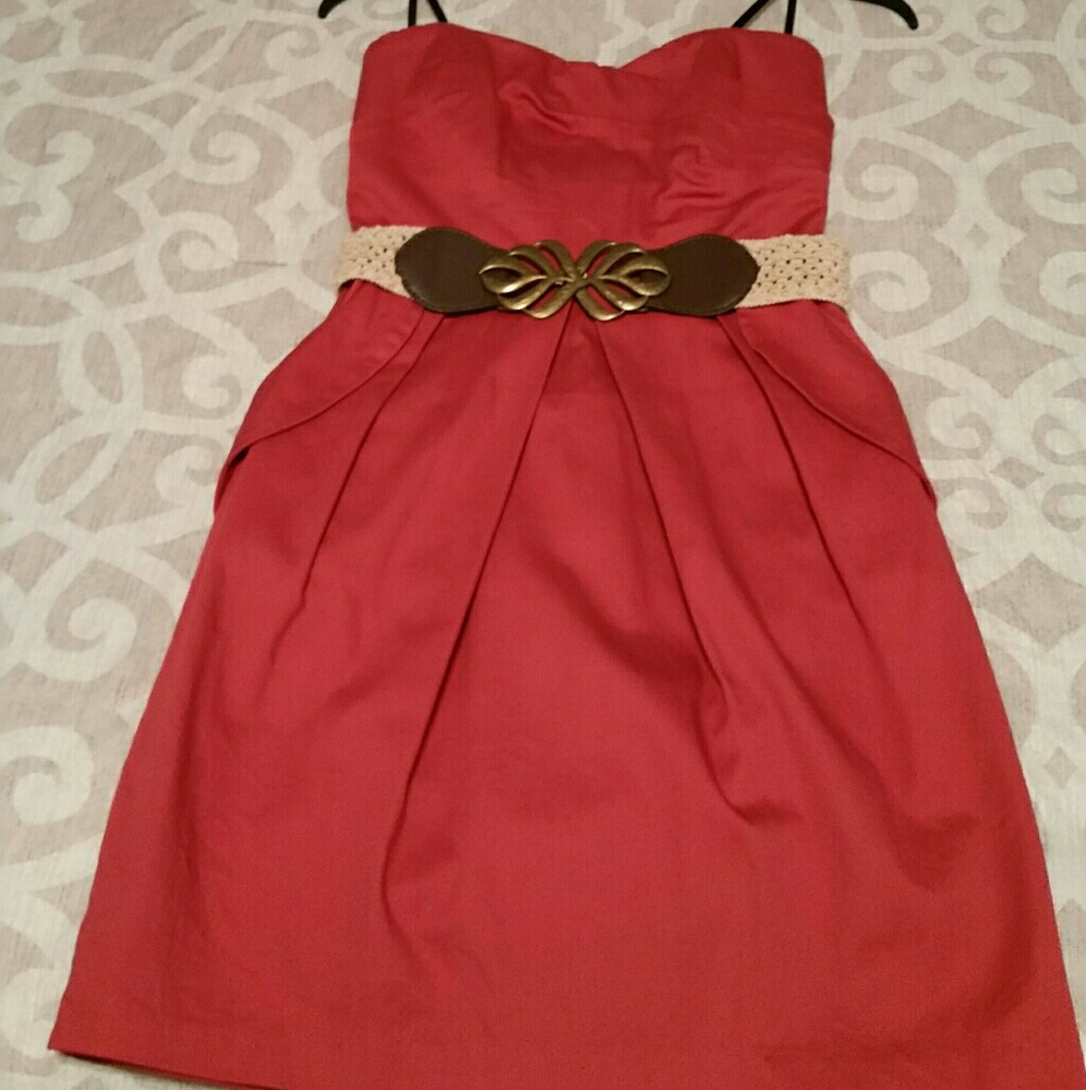 Burnt Orange Strapless Dress